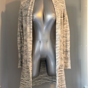 Michael Stars Cream and Gray Marled Open-Front Cardigan